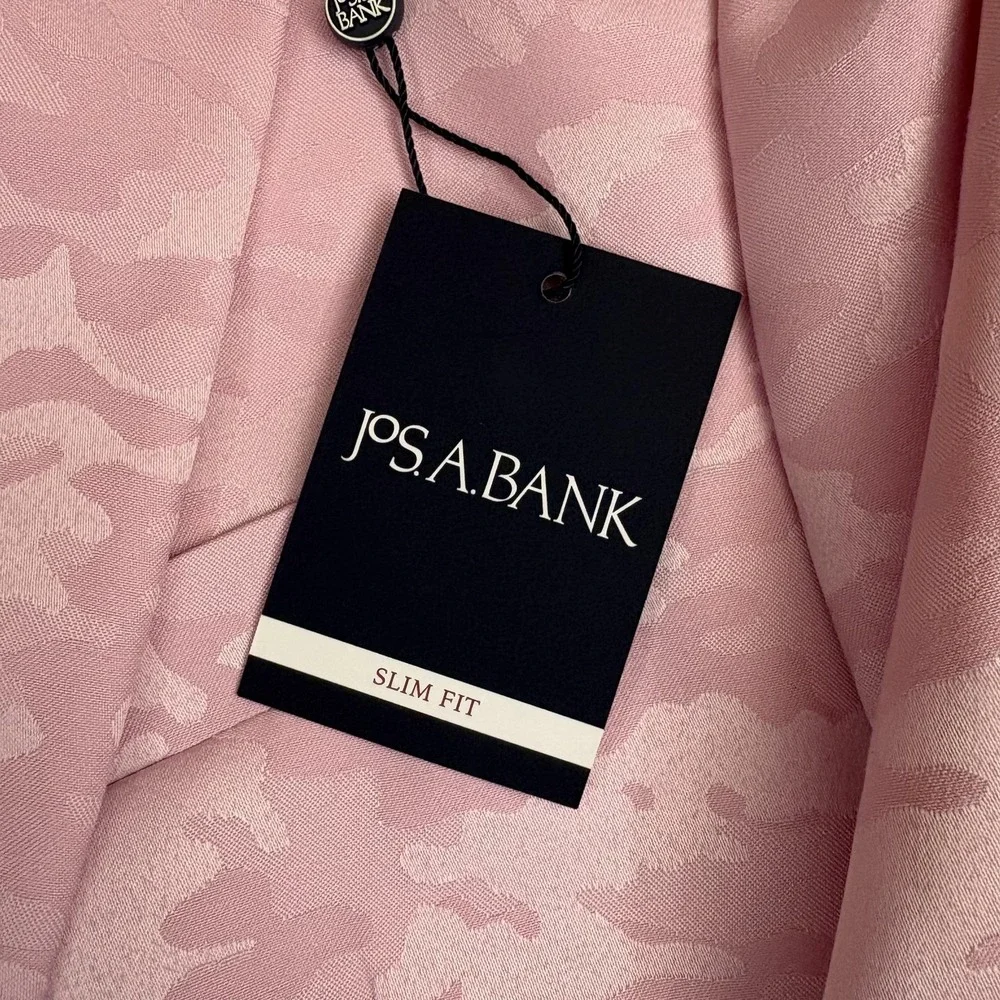 Jos A Bank Tuxedo Dinner Jacket Mens 38S Pink Camouflage Slim Fit